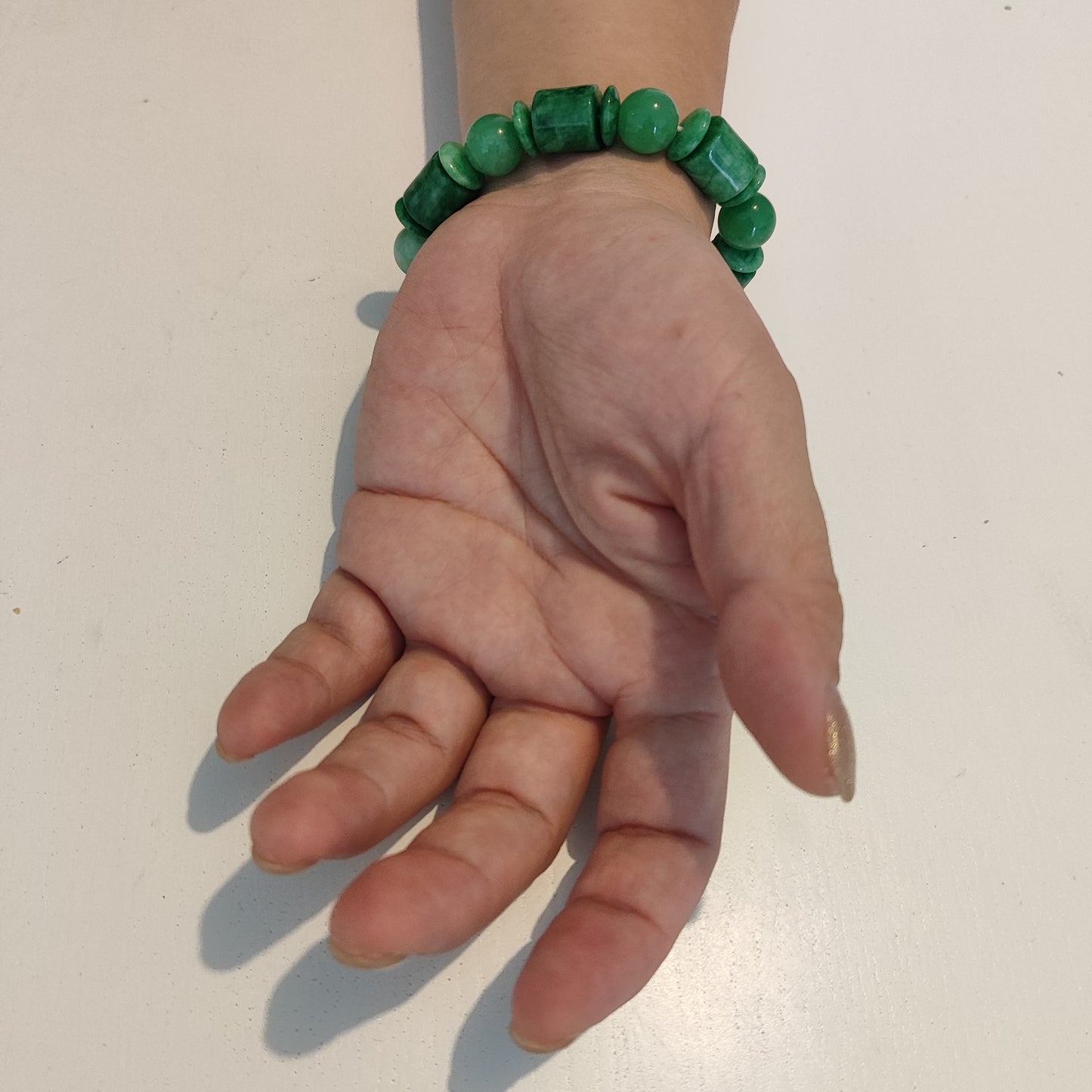 Bracelet en jade vert marbré de catégorie Hetian du Xinjiang, perle en pierre de 10mm