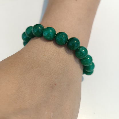 Bracelet en jade vert marbré de catégorie Hetian du Xinjiang, perle pierre de 10mm