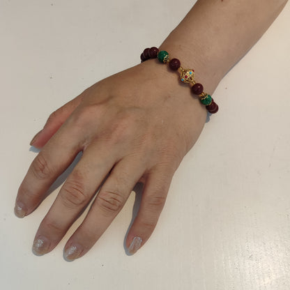 Bracelet en pierre rouge de Cinabre de Guizhou, perle de 8mm