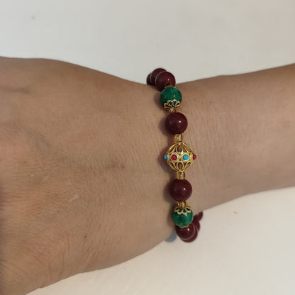 Bracelet en pierre rouge de Cinabre de Guizhou, perle de 8mm