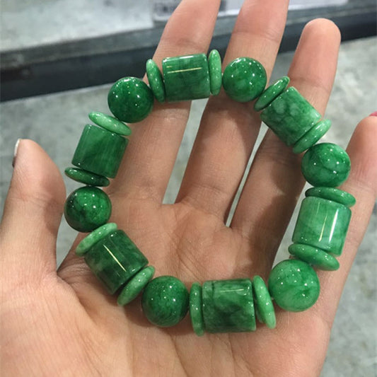 Bracelet en jade vert marbré de catégorie Hetian du Xinjiang, perle en pierre de 10mm