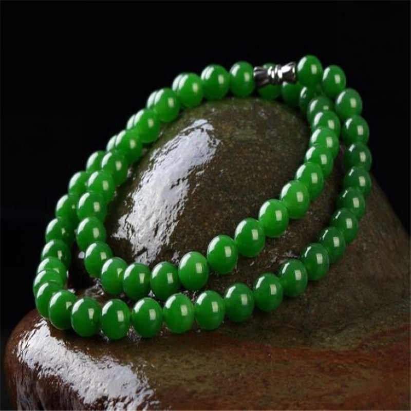 Collier en jade vert de catégorie Hetian du Xinjiang, perle de 6 à 10mm