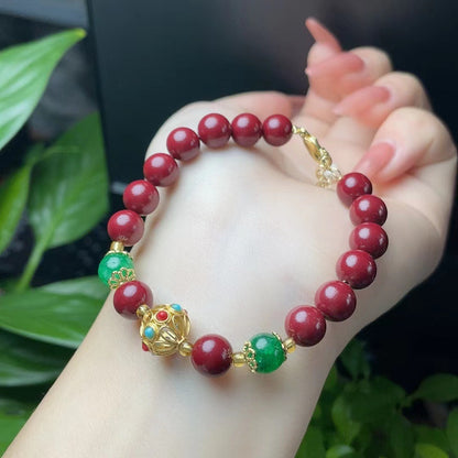 Bracelet en pierre rouge de Cinabre de Guizhou, perle de 8mm