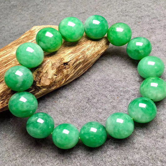 Bracelet en jade vert marbré de catégorie Hetian du Xinjiang, perle pierre de 10mm