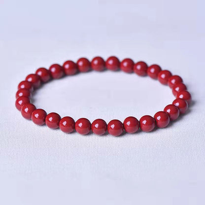Bracelet en pierre rouge de Cinabre de Guizhou, perle de 6mm à 10mm